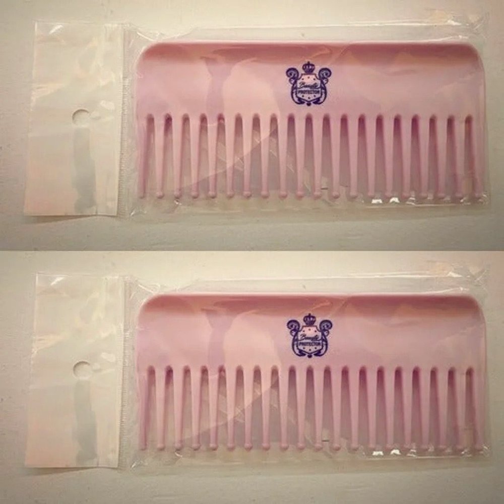 2 Beauty Protector Pink Wide Tooth Detangling Comb 6 inch